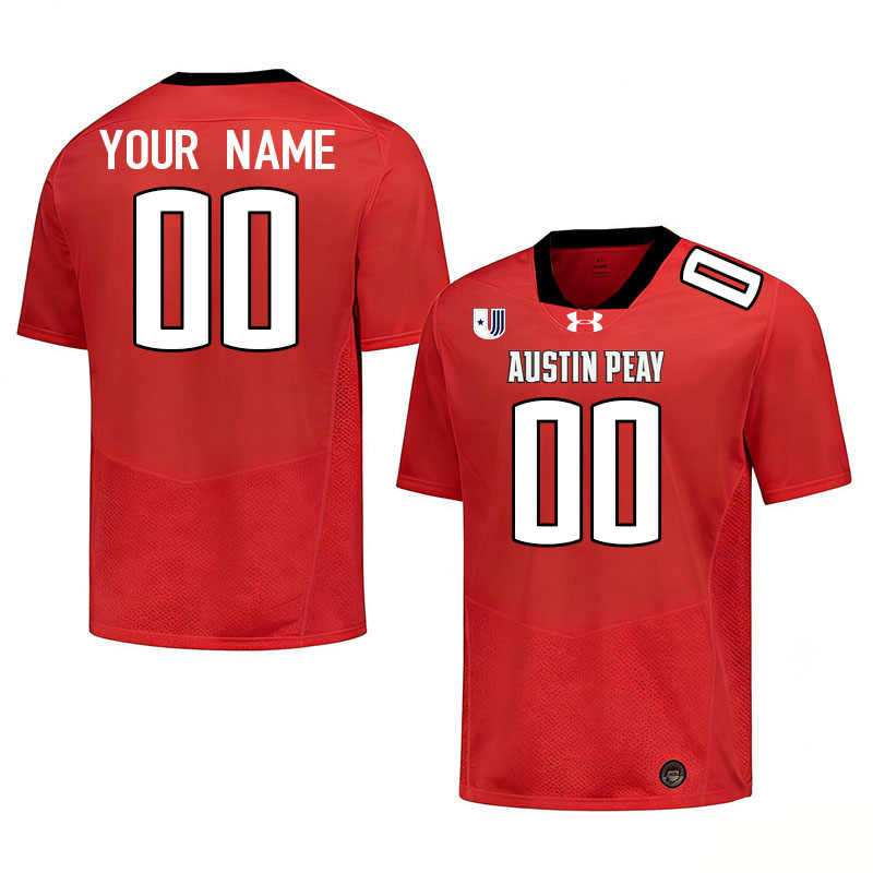 Custom Austin Peay Governors Name And Number Football Jerseys-Red